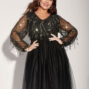 Elegant Black Sequin Dress